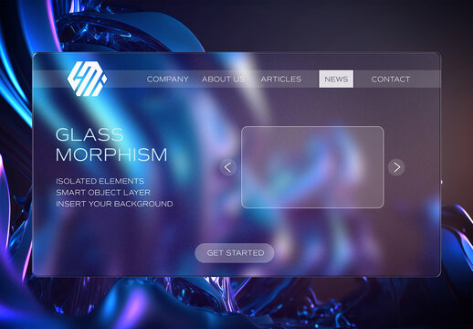 Transparent Glass Morphism Mockup on Editable Background