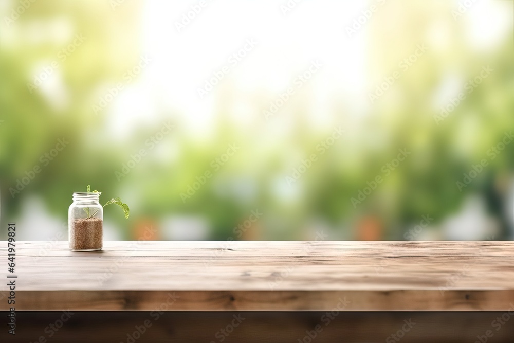 Poster desktop clean is window empty board display background desk blur interior background design abstract