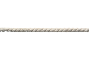 Cuerda de algodón blanca recortado sobre fondo blanco