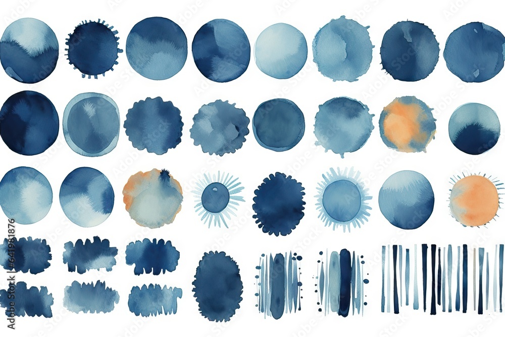 Poster decorative web brushes blots elements stains creative watercolor smears backgrounds blobs spot colle