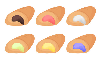 a collection of illustrations of bread on white background