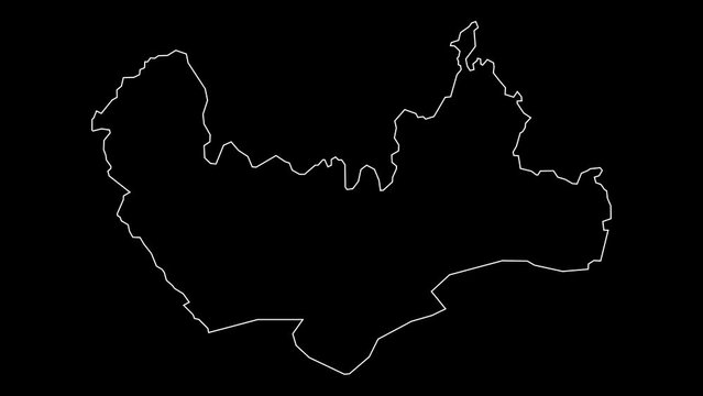 Namangan region map of Uzbekistan outline animation