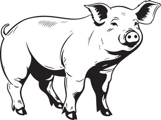 Pig in full length, pig icon, Farm animal, Vector Illustration, SVG