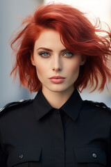 Punk look Caucasian woman in closeup shot with messy hair 