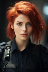 Punk look Caucasian woman in closeup shot with messy hair 