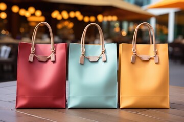Multi colored shopping bags. Many shopping bag multicolored.