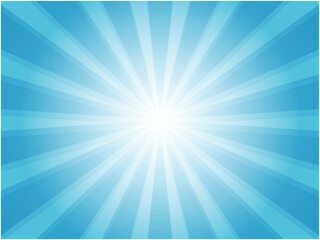 ぼんやりとデフォーカスな太陽光線イメージの集中線背景_ライトブルー