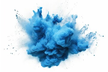 cut-out colourful abstract dust cloud design black cut isolated glow ash creative background closeup blue colours blue powder cosmos gas burst explosion blooming fume white explosion cosmic explode - obrazy, fototapety, plakaty