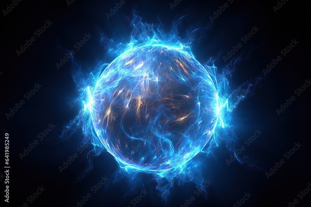 Wall mural fog abstract explosion cosmos power cosmic blue nebula lightning chemis blast cold fusion field blue