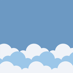 Clouds frame flat, Blue semicircular clouds template childrens background poster banner. Vector illustration.