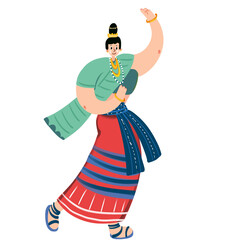 Thai traditional dance hand drawn illustration
