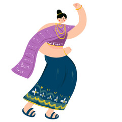 Thai traditional dance hand drawn illustration