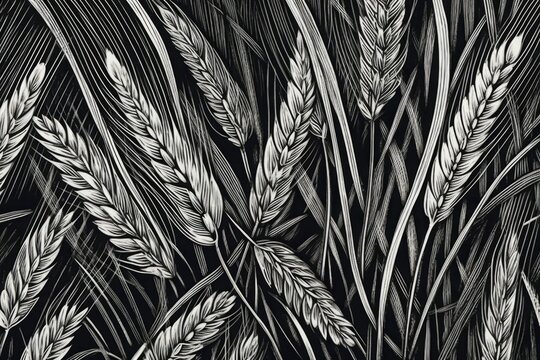 Engraved wheat. Generate Ai