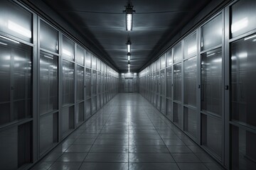 Long modern corridor with bars. Generative AI