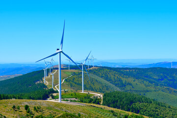 Green Hill Top with Wind Turbines