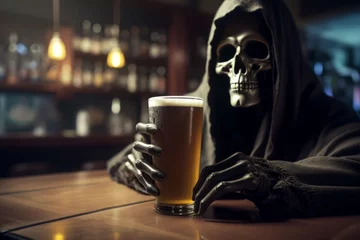 Poster Death drink beer mug bar. Generate Ai © nsit0108