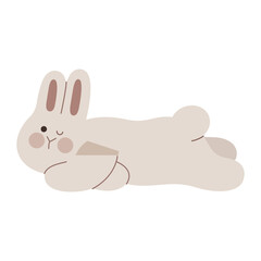 Cute rabbit flops flat illustration