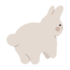 Cute rabbit jumping flat illustration