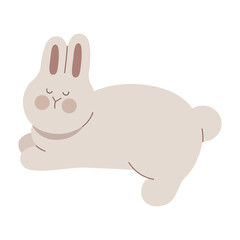 Cute rabbit flops flat illustration