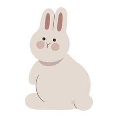 Cute rabbit sitting flat illustration