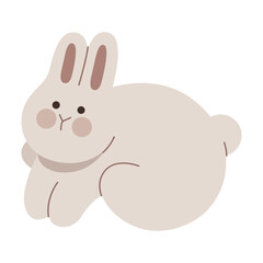 Cute rabbit jumping flat illustration