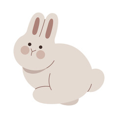 Cute rabbit jumping flat illustration
