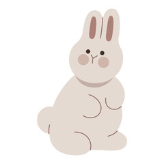 Cute rabbit sitting flat illustration