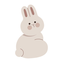 Cute rabbit sitting flat illustration