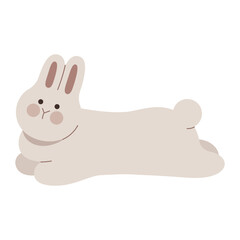 Cute rabbit sprawls flat illustration