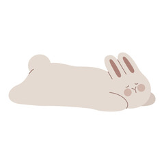 Cute rabbit sleeping flat illustration