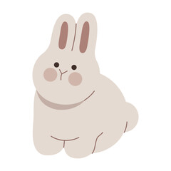 Cute rabbit sitting flat illustration