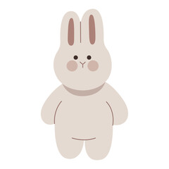 Cute rabbit standing up flat illustration