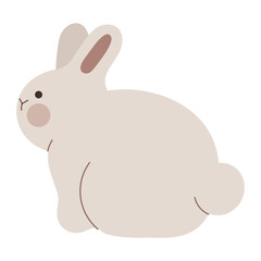 Cute rabbit sitting flat illustration