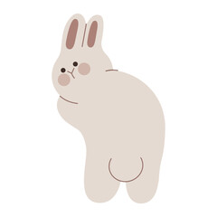 Cute rabbit standing up flat illustration