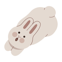 Cute rabbit yawning flat illustration