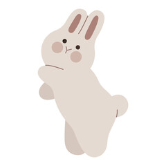 Cute rabbit standing up flat illustration