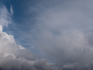 Beautiful various forms clouds in the high sky