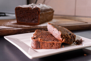 chocolate cupcake on a wooden table on a black background.food concept. dessert. bakery. diet