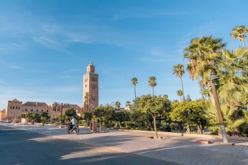 Papier Peint photo Lavable Maroc Koutoubia Mosque, Marrakech, Morocco during a bright sunny day