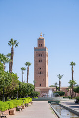 Fototapeta na wymiar Koutoubia Mosque, Marrakech, Morocco during a bright sunny day