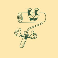 Vintage character design of a paint roller