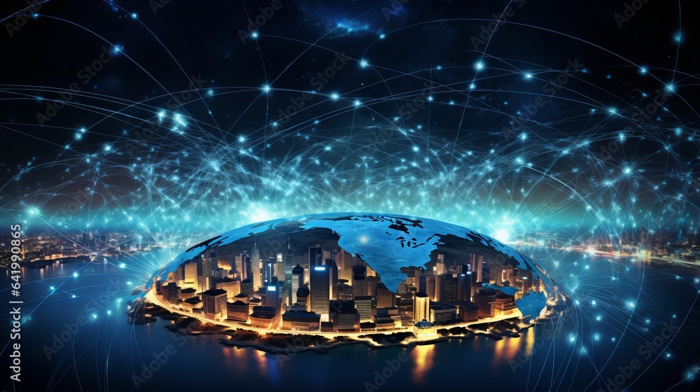Poster efficient data analytics: sorting big data on dark background - futuristic information flow visualiz