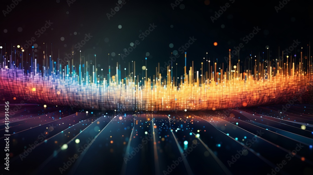 Poster efficient data analytics: sorting big data on dark background - futuristic information flow visualiz