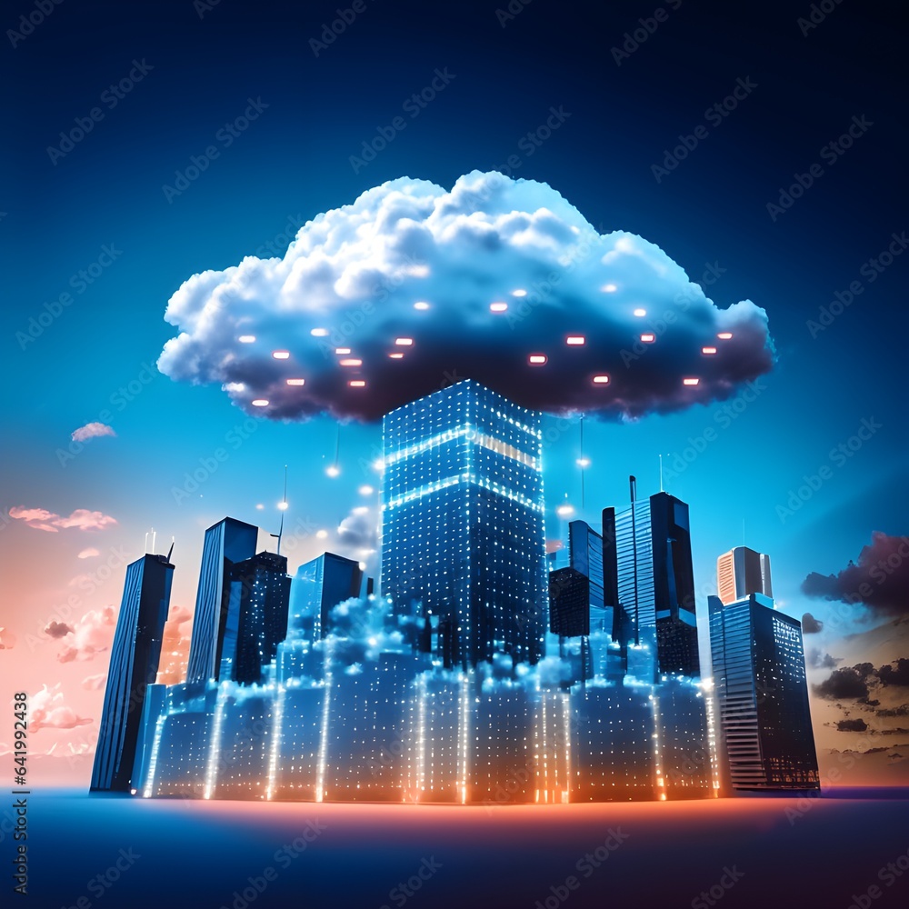 Aufkleber server and cloud computing concept. 3d rendering toned image double exposure