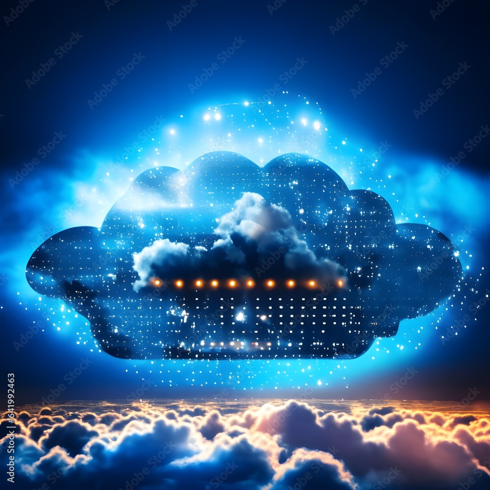 Aufkleber server and cloud computing concept. 3d rendering toned image double exposure
