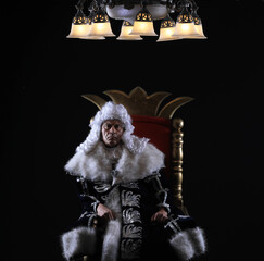 portrait of medieval king on throne