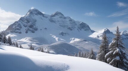 Winter in the Swiss Alps. Generative ai