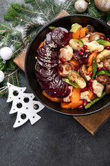 Vegetarian Christmas dinner. Healthy food concept.