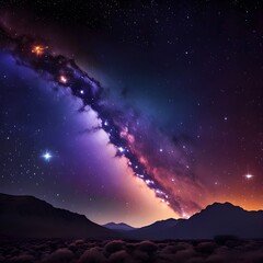 Milky way over the mountain range. Elements of this image furnished by NASA
