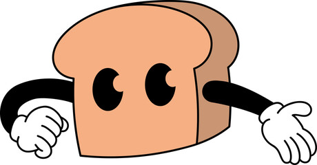 Groovy bread character illustration
